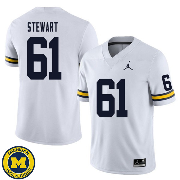 Mens Michigan Wolverines #61 Noah Stewart White Fashion Football Jersey